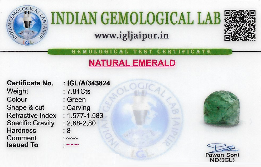 Carving Emerald Gem Stones 0x0 MM 7.81 carats