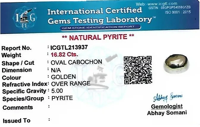 Pyrite 15x11 MM 16.82 carats