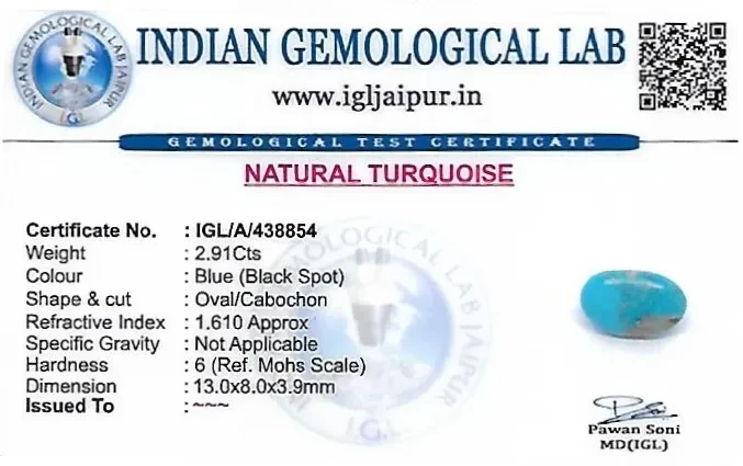 Turquoise 13x8 MM 2.91 carats