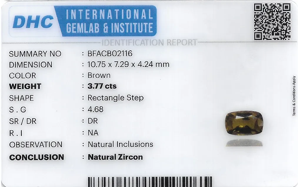 Zircon 11x7 MM 3.77 carats