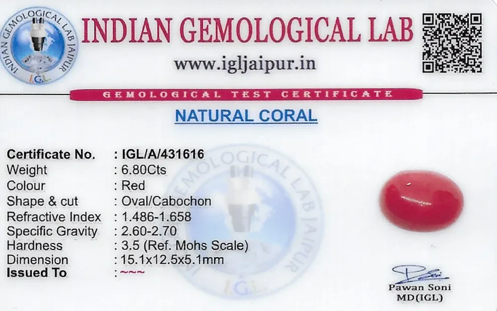 Red Coral (Pavalam) 15x13 MM 6.8 carats