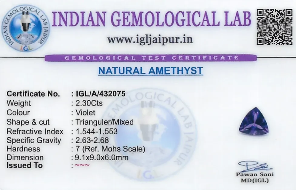 Amethyst 9x9 MM 2.3 carats
