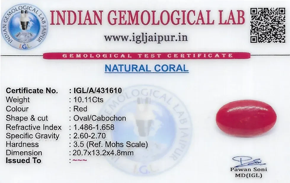 Red Coral (Pavalam) 21x13 MM 10.11 carats