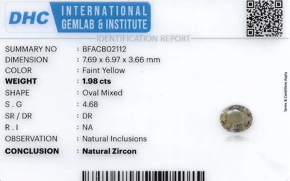 Zircon 8x7 MM 1.98 carats