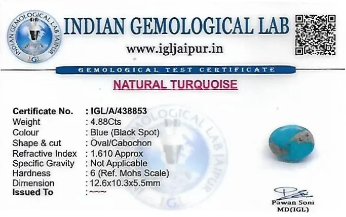 Turquoise 13x10 MM 4.88 carats