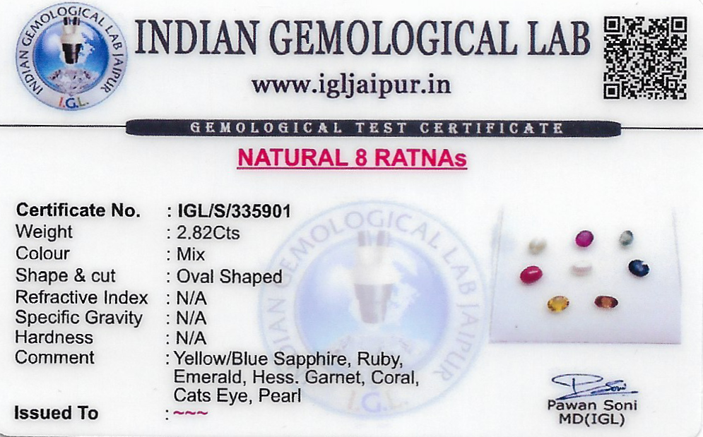 SUPER PREMIUM NAVRATNA 3.5X4.5 MM 1 SET OF 8 STONES