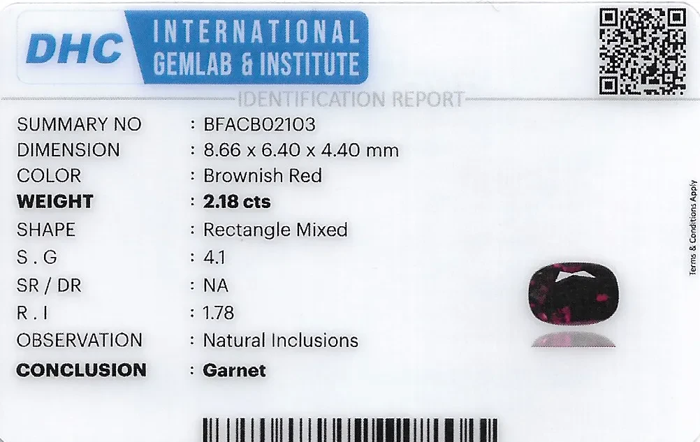 Garnet 9x6 MM 2.18 carats