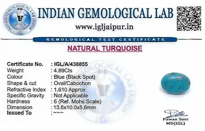 Turquoise 14x10 MM 4.89 carats