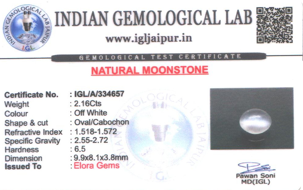 Moon Stone 10x8 MM 2.16 carats