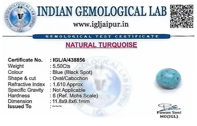 Turquoise 12x10 MM 5.5 carats
