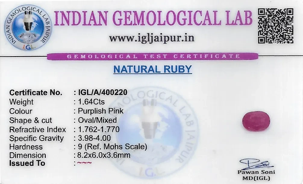 Ruby (Manik) 8x6 MM 1.64 carats