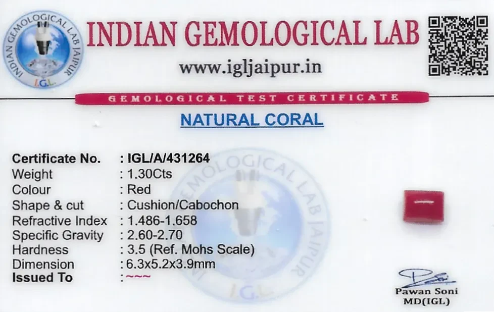 Red Coral (Pavalam) 6x5 MM 1.3 carats
