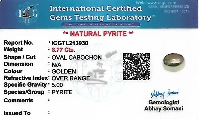 Pyrite 11x8 MM 8.77 carats