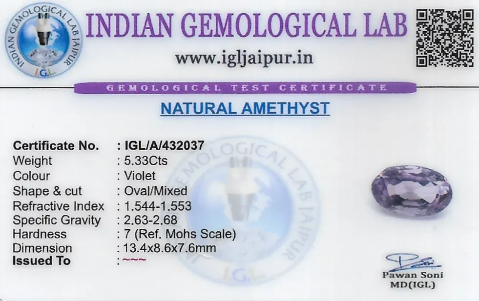 Amethyst 13x9 MM 5.33 carats