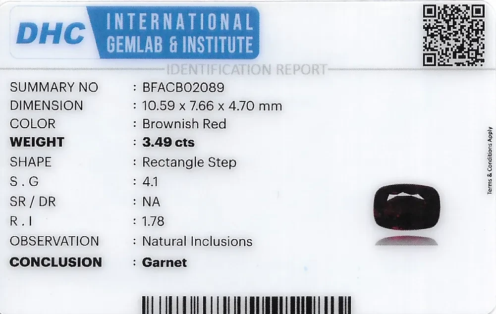 Garnet 11x8 MM 3.49 carats