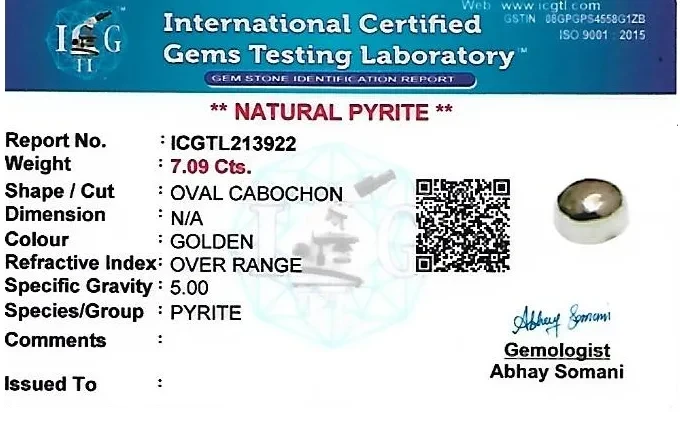 Pyrite 9x8 MM 7.9 carats