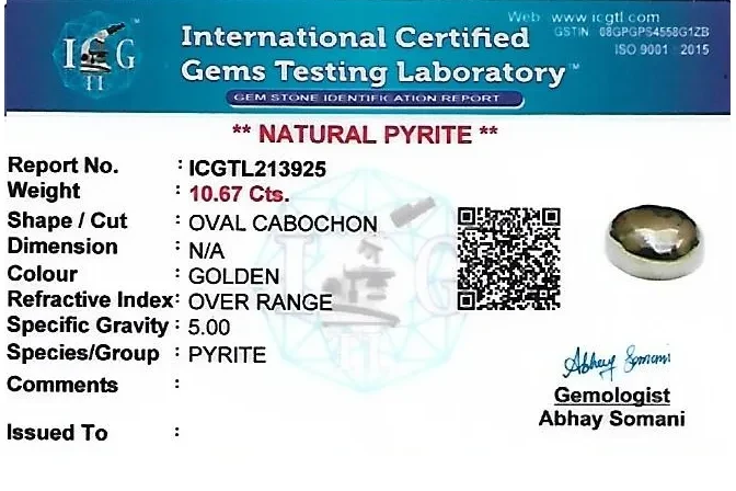 Pyrite 12x9 MM 10.67 carats