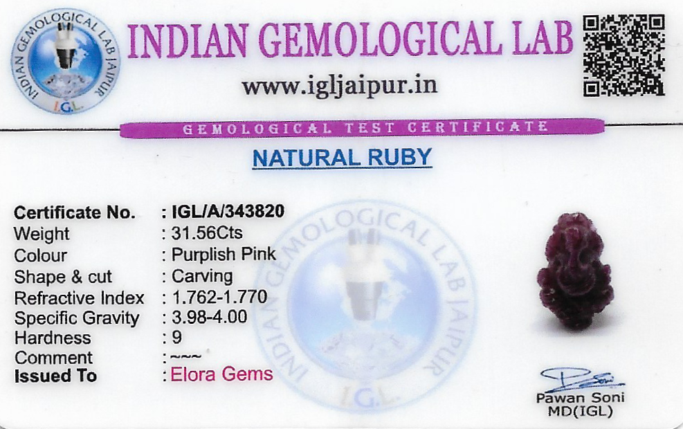 Ruby Ganesh Carving Gem Stones 0x0 MM 31.56 carats