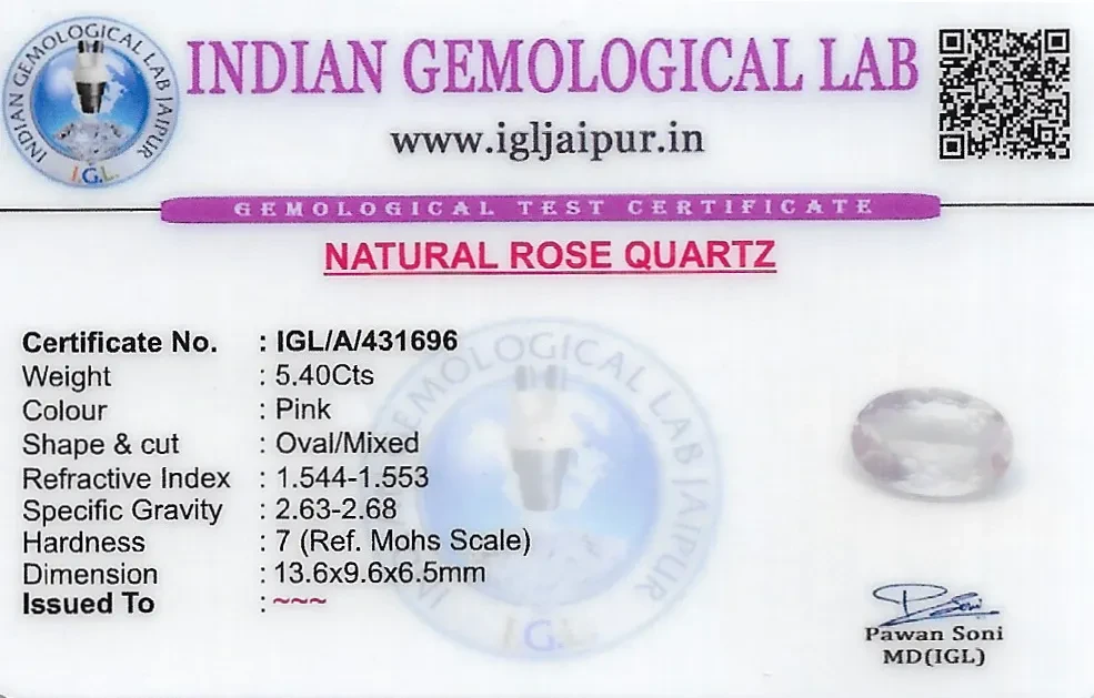 Rose Quartz 14x10 MM 5.4 carats