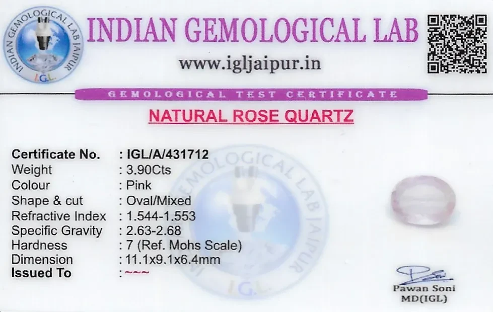 Rose Quartz 11x9 MM 3.9 carats