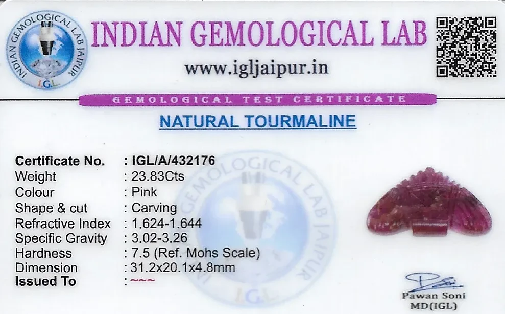 Tourmaline Carving Gem Stones 31x20 MM 23.83 carats