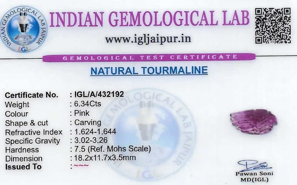 Tourmaline Carving Gem Stones 18x12 MM 6.34 carats