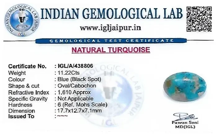 Turquoise 18x13 MM 11.22 carats