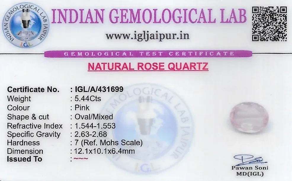 Rose Quartz 12x10 MM 5.44 carats
