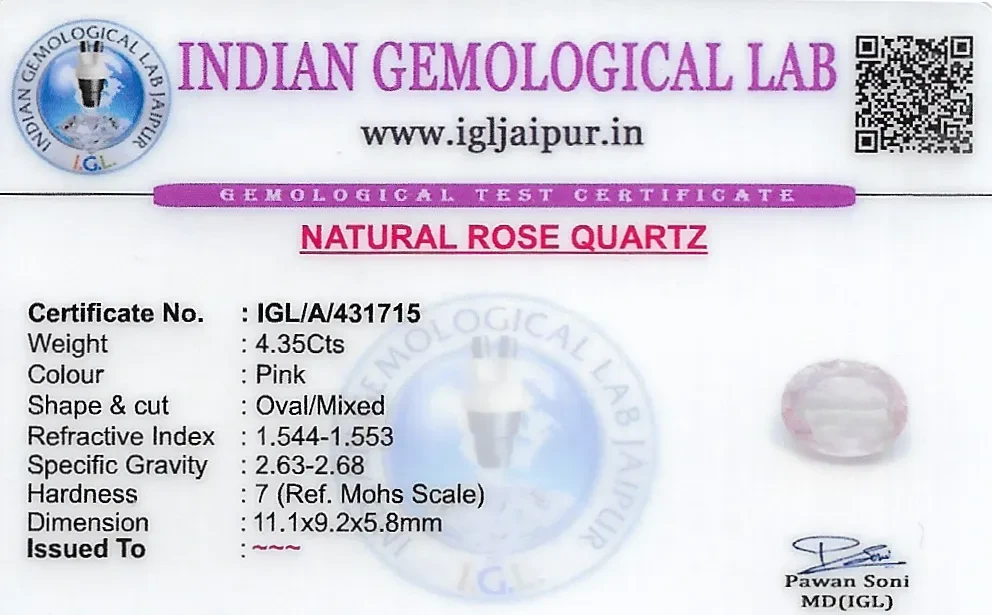 Rose Quartz 11x9 MM 4.35 carats