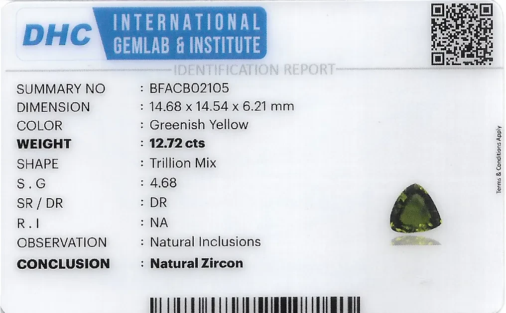 Zircon 15x15 MM 12.27 carats