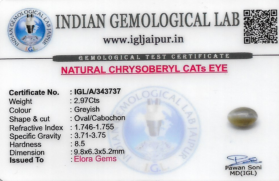 Chrysoberyl Cats Eye (Vaiduryam) 10x6 MM 2.97 carats