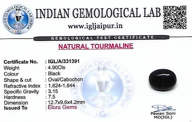 Black Tourmaline 13x10 MM 4.9 carats