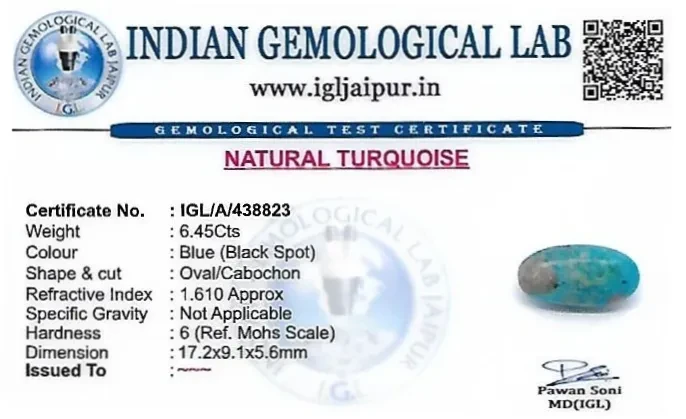 Turquoise 17x19 MM 6.45 carats