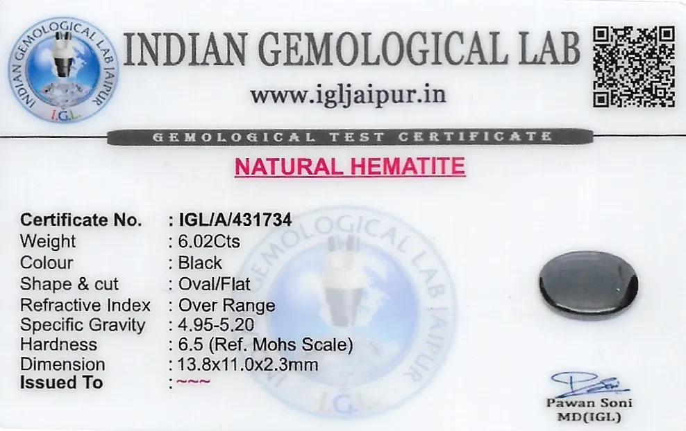 Hematite 14x11 MM 6.02 carats