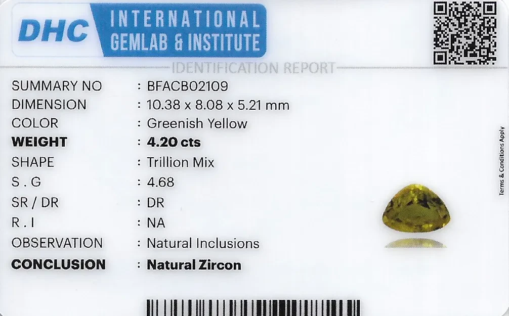 Zircon 10x8 MM 4.2 carats