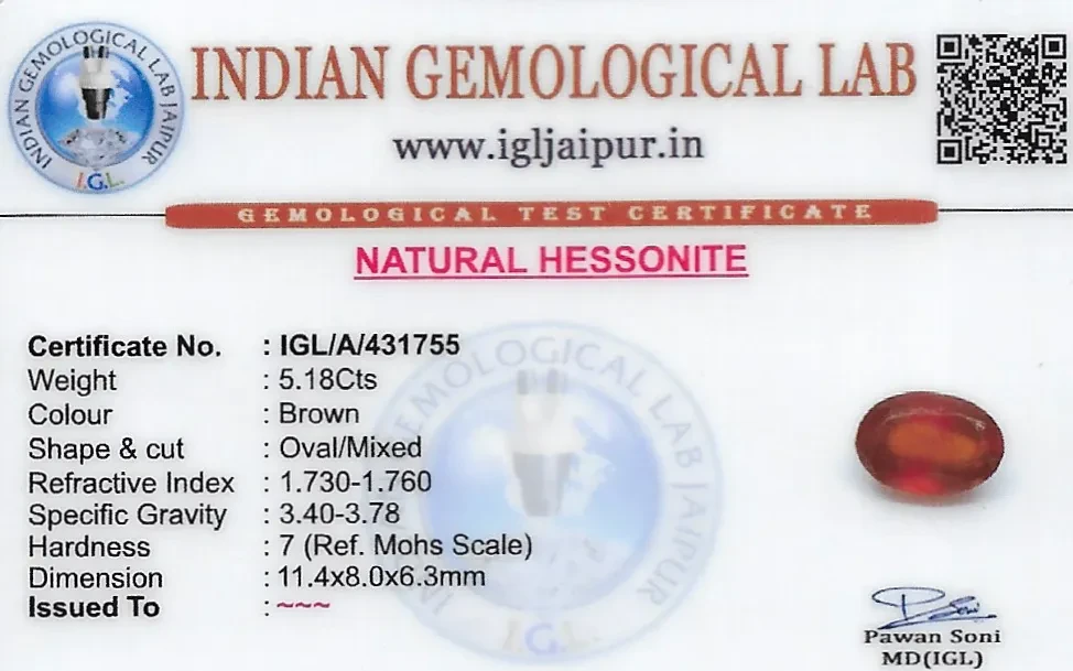 Hessonite (Gomed) 11x8 MM 5.18 carats