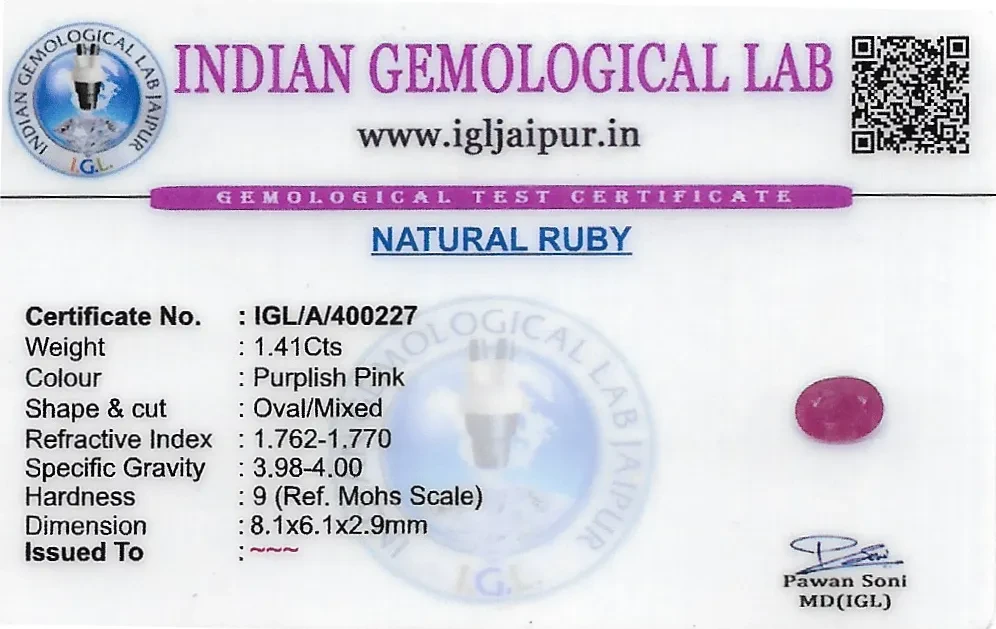 Ruby (Manik) 8x6 MM 1.41 carats