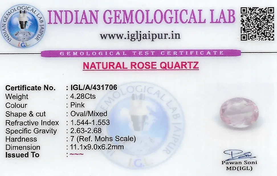 Rose Quartz 11x9 MM 4.28 carats