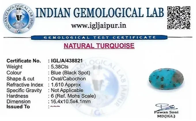 Turquoise 16x11 MM 5.38 carats