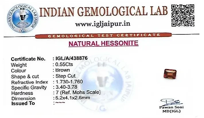 Hessonite (Gomed) 5x4 MM 0.55 carats