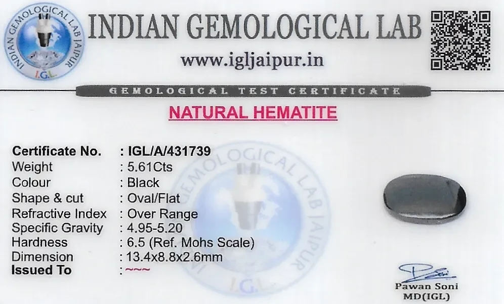 Hematite 13x9 MM 5.61 carats