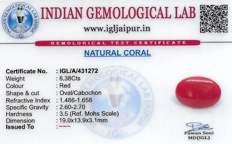 Red Coral (Pavalam) 19x14 MM 6.38 carats