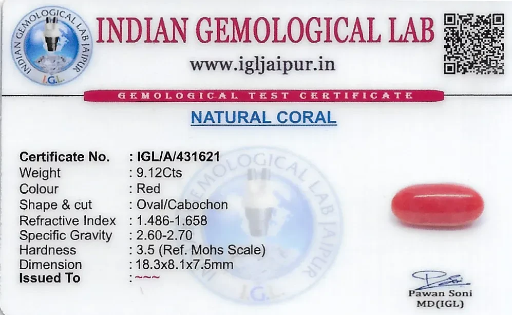 Red Coral (Pavalam) 18x8 MM 9.12 carats