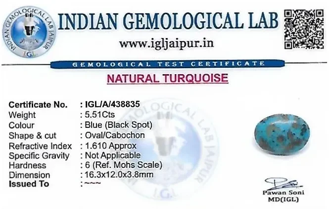 Turquoise 16x12 MM 5.51 carats