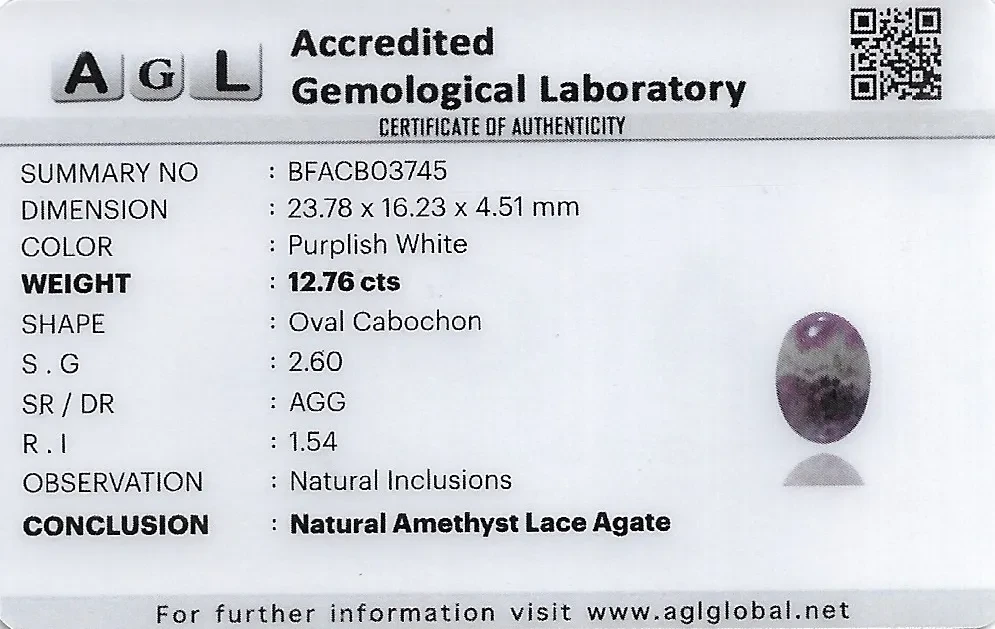 Amethyst Lace Agate 24x16 MM 12.76 carats