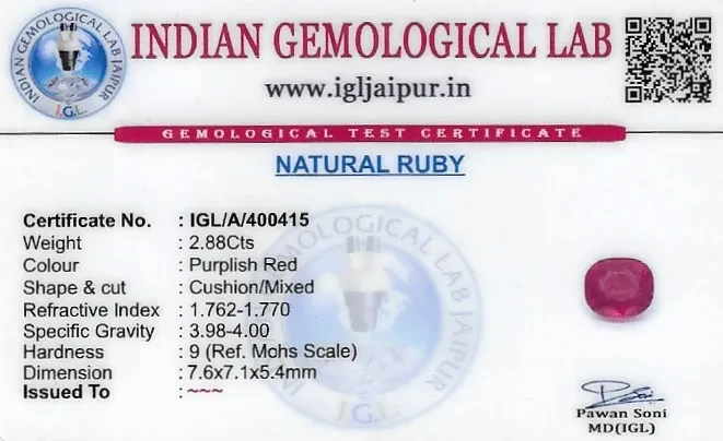 Ruby (Manik) 8x7 MM 2.88 carats