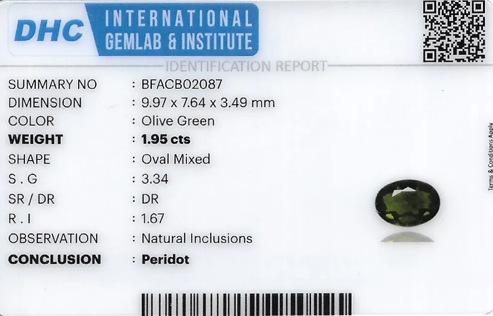 Peridot 10x8 MM 1.95 carats