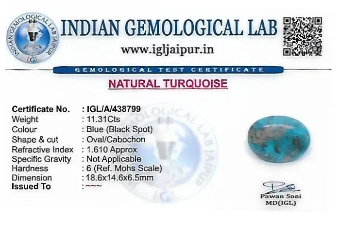 Turquoise 19x15 MM 11.31 carats