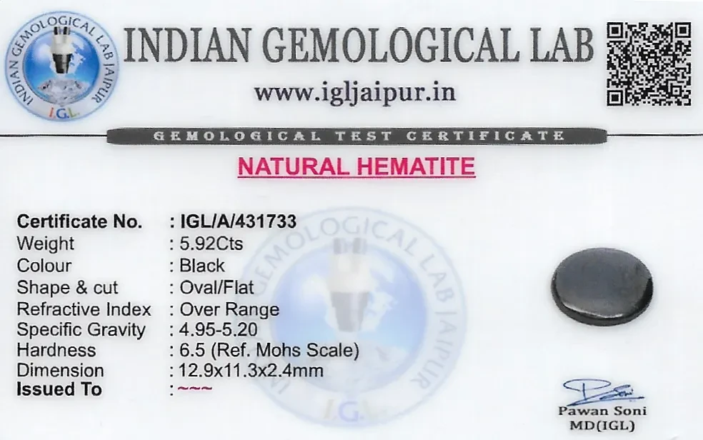 Hematite 13x11 MM 5.92 carats