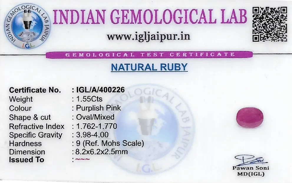 Ruby (Manik) 8x6 MM 1.55 carats